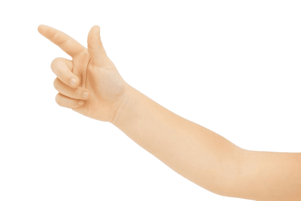 Hand reaching for the book